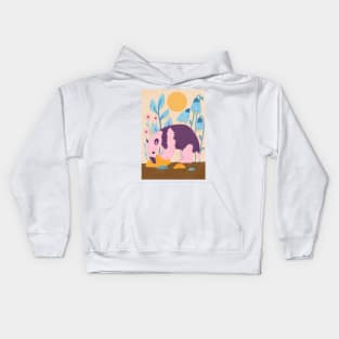 Ants the Anteater in a flower garden paper collage art Kids Hoodie